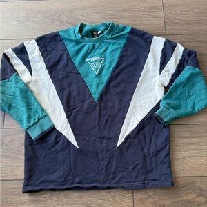 Puma Teal Navy White Retro Colorblock Sweater